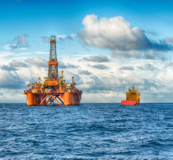 Semi-sub rig with supply boat